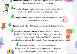 Infografika - lista rzeczy co się przyda w przedszkolu