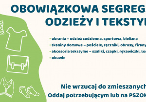 Grafika informacyjna o obowiązku segregacji odzieży i tekstyliów