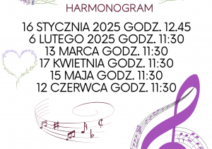 harmonogram koncertów organizowanych na terenie przedszkola w formie graficznej