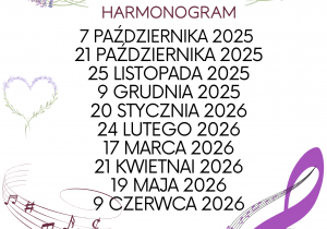 harmonogram koncertów organizowanych na terenie przedszkola w formie graficznej