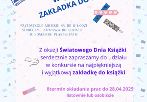 Plakat promujący konkurs z opisem dla kogo jest przeznaczony, do kiedy trwa i co trzeba zrobić