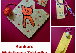 Zdjęcia prac konkursowych "Zakładka do książki" wykonanych przez dzieci z PM101