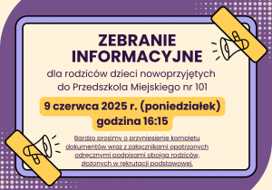 Infografika z informacjami o zebraniu dla rodziców
