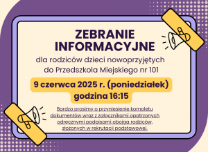 Zebranie dla rodziców dzieci nowoprzyjętych