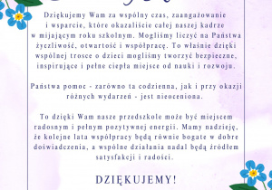 Graficzne przedstawienie tekstu podziękowań zawartego w opisie.