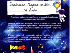 Podziękowanie za udział w zajęciach