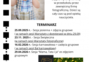 Graficzne przedstawienie terminarza sesji fotograficznych