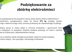 Podziękowanie za udział w projekcie "Wszystkie dzieci zbierają elektrośmieci"