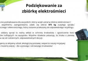 Podziękowanie za zbiórkę elektrośmieci