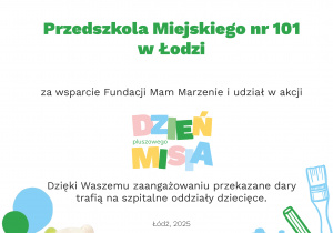 Podziękowanie za akcje charytatywną