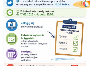 Dyżur wakacyjny 2026 - potwierdzenie korzystania z opieki