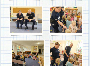 Bezpieczne przedszkolaki - wizyta policajntów w naszym przedszkolu